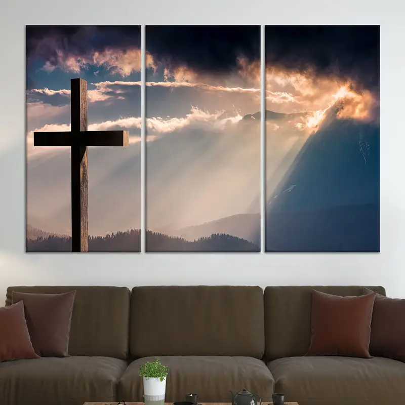 Sacred Serenity: Printed Canvas of Holy Forgiveness & Cross