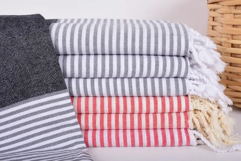 Black Striped Turkish Cotton Bath Towel, Bachelorette Gift, 70x40 Inches