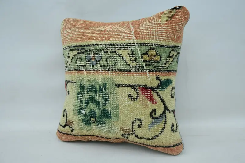 Boho Pillow Sham Cover, Bright Cushion Cover, Pillow Sham, Chair Cushion, Kilim Pillow, Gift Pillow, 14x14 Beige Cushion Cover, Seat Pillow - 3