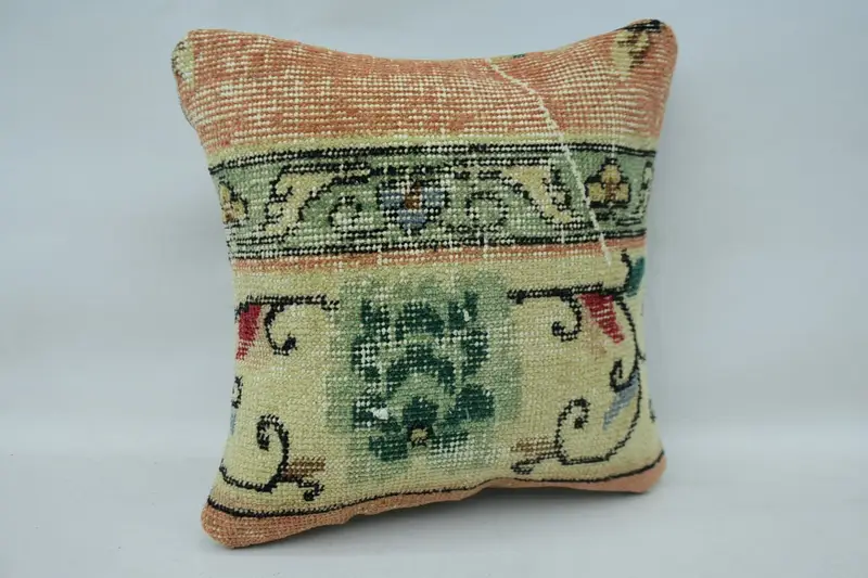 Boho Pillow Sham Cover, Bright Cushion Cover, Pillow Sham, Chair Cushion, Kilim Pillow, Gift Pillow, 14x14 Beige Cushion Cover, Seat Pillow - 2