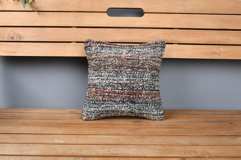 12x12 Brown Cushion Cover, Ethnic Throw Pillow Sham, Turkish Kilim Pillow, Boho Pillow, Vintage Throw Pillow, Boho Pillow Sham Cover, Cushion Cover - 6