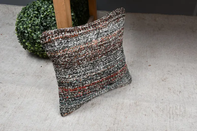 12x12 Brown Cushion Cover, Ethnic Throw Pillow Sham, Turkish Kilim Pillow, Boho Pillow, Vintage Throw Pillow, Boho Pillow Sham Cover, Cushion Cover - 7