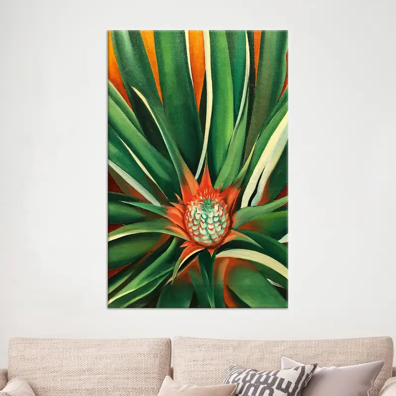 Elegante Leinwand mit Ananasknospen-Blumendruck – Küstendekoration