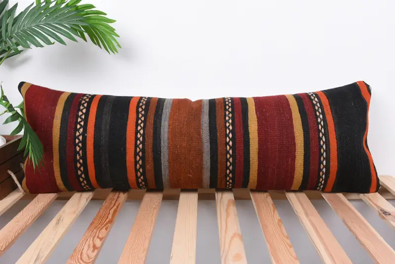 12x36 Red Pillow, Cushion Case, Home Decor Pillow, Living Room Throw Pillow, Turkish Kilim Pillow, Interior Designer Pillow - 1