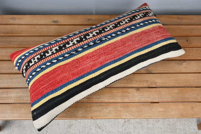 Pillow Case, Vintage Kilim Pillow, Interior Designer Pillow, Oriental Cushion Case, Southwestern Pillow Cover, Pillow for Couch, 12x24 Red Pillow - 2