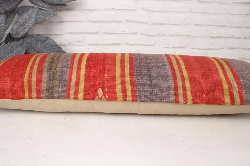 12x36 Red Pillow Case, Pillow Sham, Shabby Chic Pillow Case, Bolster Throw Cushion, Kilim Cushion Sham, Throw Kilim Pillow, Pillow for Sofa - 5