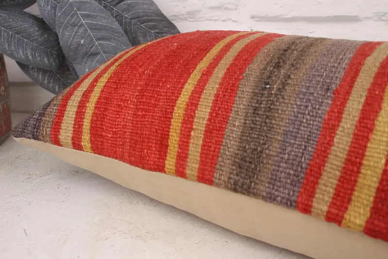 12x36 Red Pillow Case, Pillow Sham, Shabby Chic Pillow Case, Bolster Throw Cushion, Kilim Cushion Sham, Throw Kilim Pillow, Pillow for Sofa - 6
