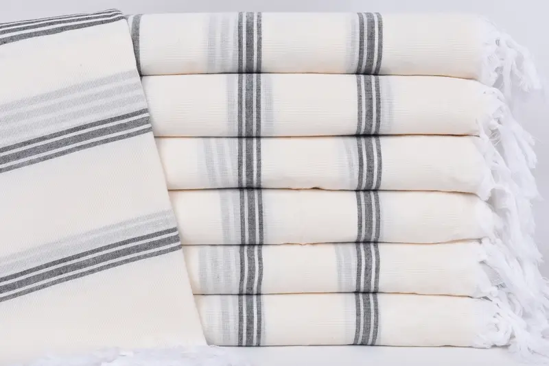 Beach Towel Turkish Cotton Navy Stripes, 70x40 Inches