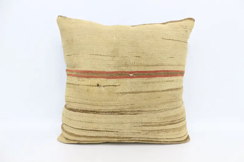 Throw Kilim Pillow, 28x28 Beige Pillow, Cushion Case, Wool Kilim Pillow Cushion, Boho Pillow Sham Cover, Yoga Pillow Case, Interior Designer Pillow - 1