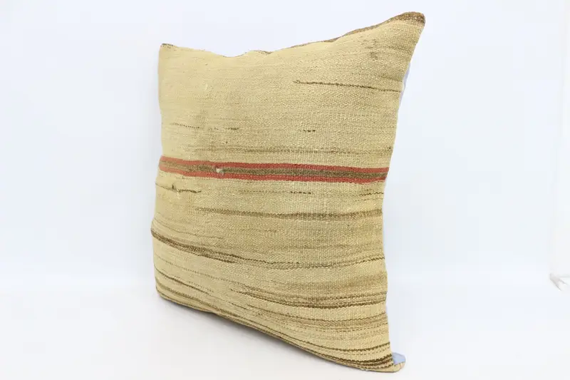 Throw Kilim Pillow, 28x28 Beige Pillow, Cushion Case, Wool Kilim Pillow Cushion, Boho Pillow Sham Cover, Yoga Pillow Case, Interior Designer Pillow - 4