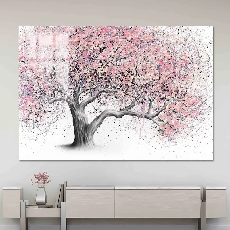 Modern Pembe Ağaç Kanvası: Çağdaş Mekanlar için Soyut Sanat