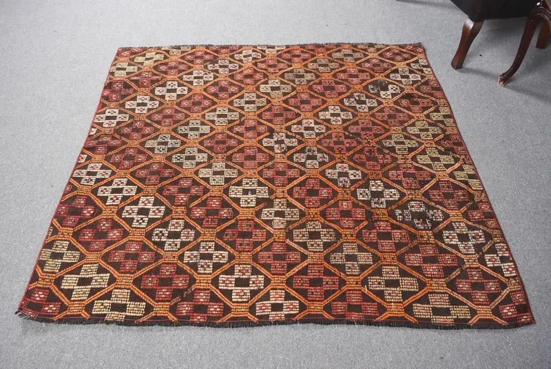 Alfombra Abstracta Roja 1,6x1,8m Decoración Elegante