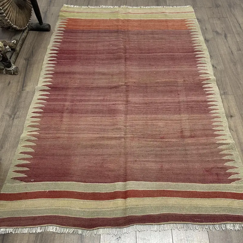 Purple Ikat Rug, 4,5x7,1 ft with Green Accents