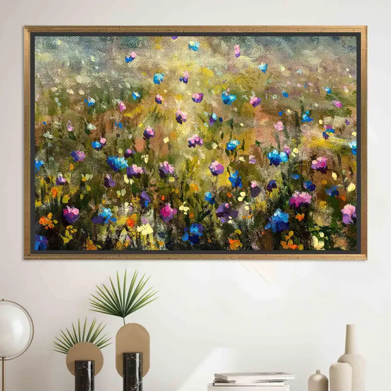 現代的な花の自然の風景キャンバスプリント - 鮮やかなアート