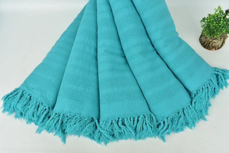 96x68 Cotton Stonewashed Striped Towel, Bedspread, Boho Throw Blankets, Bridal Shower Gift, Bridal Party Gifts, Customized Turkish Blanket - 4