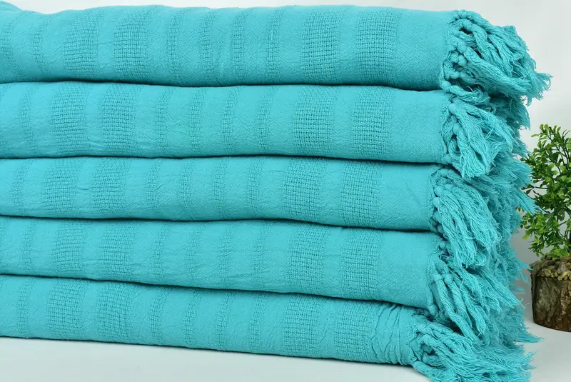 96x68 Cotton Stonewashed Striped Towel, Bedspread, Boho Throw Blankets, Bridal Shower Gift, Bridal Party Gifts, Customized Turkish Blanket - 3