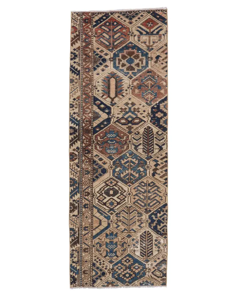 Türk 2.3x6.6 ft Halı, Oushak Vintage Halı, Mavi Güneybatı Halı Yün - 1