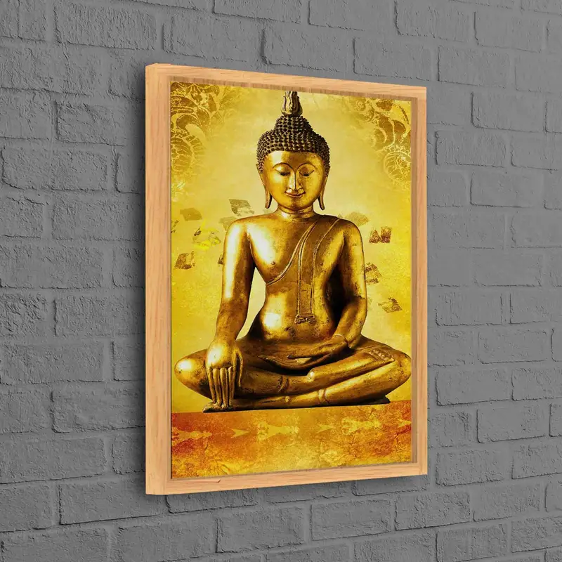 Lienzo de Buda dorado: arte de yoga zen para una decoración tranquila del hogar