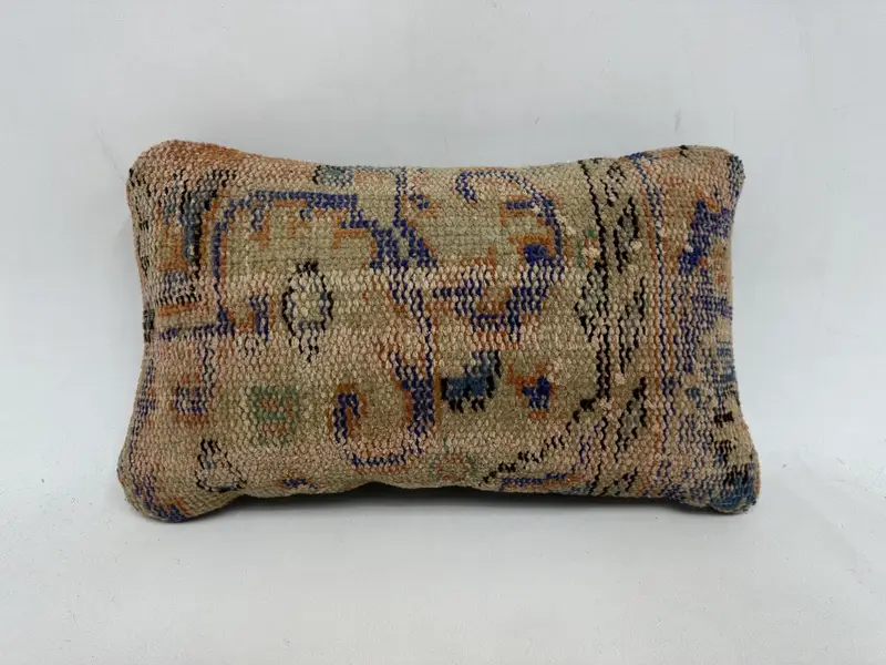 Pillow for Couch, Gift Pillow, Ikat Pillow Sham, Antique Pillows, Bohemian Cushion Cushion Case, 12x20 Beige Cushion, Pillow Cover - 1