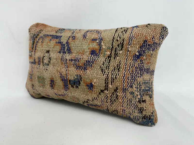 Pillow for Couch, Gift Pillow, Ikat Pillow Sham, Antique Pillows, Bohemian Cushion Cushion Case, 12x20 Beige Cushion, Pillow Cover - 4