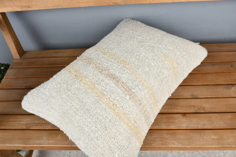 Pillow, Outdoor Pillow Case, Gift Pillow, Boho Pillow Sham Cover, Vintage Kilim Throw Pillow, 16x24 Beige Pillow - 2