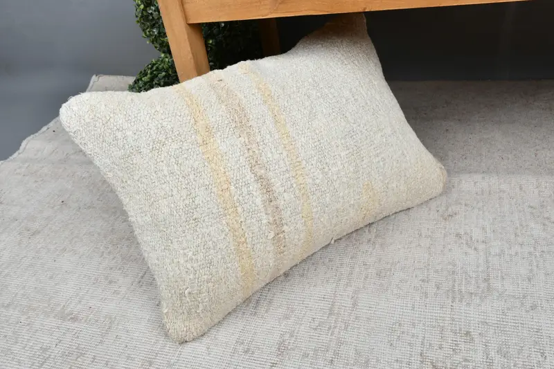 Pillow, Outdoor Pillow Case, Gift Pillow, Boho Pillow Sham Cover, Vintage Kilim Throw Pillow, 16x24 Beige Pillow - 7