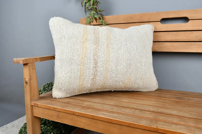 Pillow, Outdoor Pillow Case, Gift Pillow, Boho Pillow Sham Cover, Vintage Kilim Throw Pillow, 16x24 Beige Pillow - 1