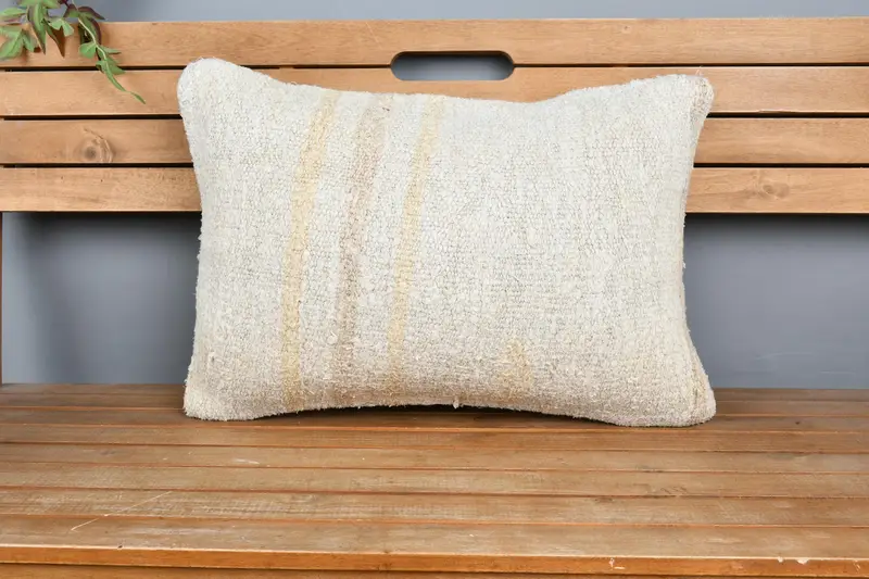 Pillow, Outdoor Pillow Case, Gift Pillow, Boho Pillow Sham Cover, Vintage Kilim Throw Pillow, 16x24 Beige Pillow - 6