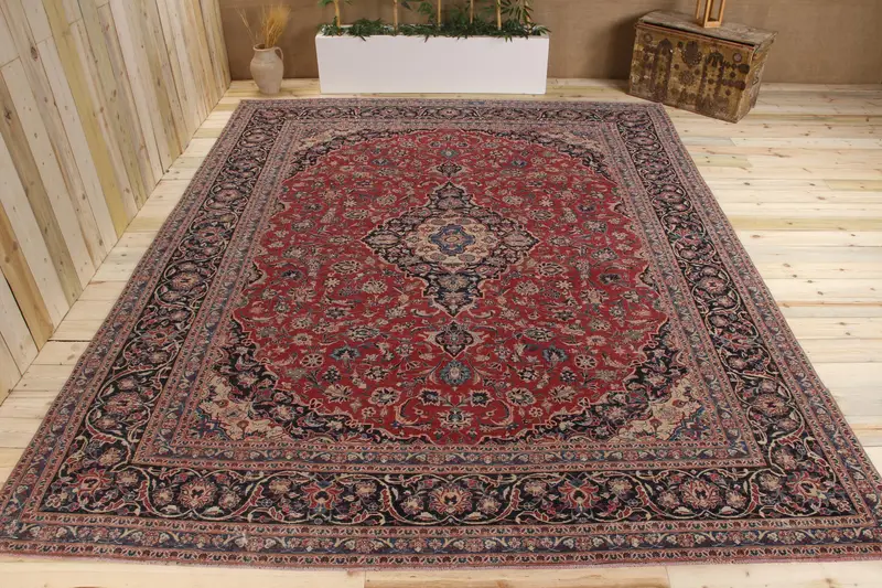 Handmade Red & Blue Patchwork Rug, 0,8x11,6 ft
