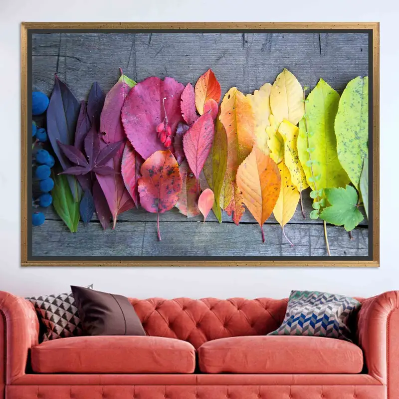 Leinwand mit Herbstblättern: Lebendige Blattkunst für Ihren Raum