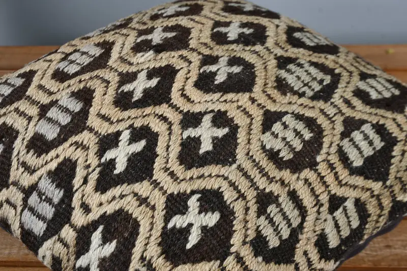 Antique Pillows, 16x16 Beige Cushion, Office Chair Cushion Cover, Nomadic Cushion, Vintage Pillow, Throw Kilim Pillow, Pillow Sham - 4
