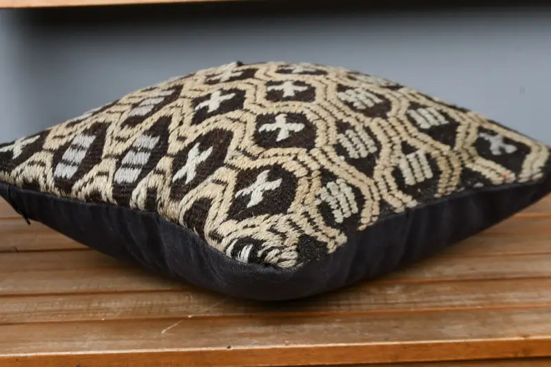 Antique Pillows, 16x16 Beige Cushion, Office Chair Cushion Cover, Nomadic Cushion, Vintage Pillow, Throw Kilim Pillow, Pillow Sham - 3