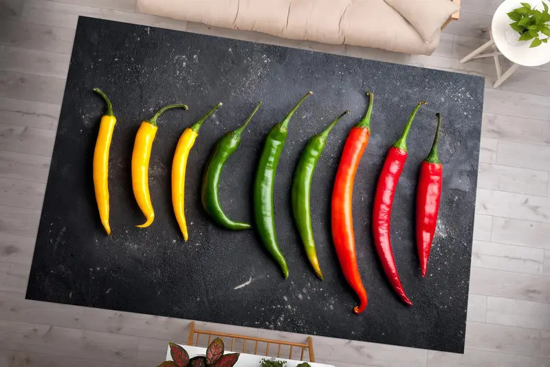 エレガントなプリントラグ：キッチンやダイニングルームのためのモダンなデザイン