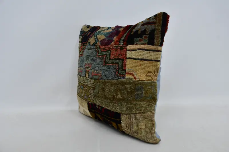 Colorful Pillow, Ethnical Kilim Rug Pillow, Kilim Pillow Cover, Pillow Cover, Handmade Kilim Cushion, 20x20 Brown Cushion Case - 4