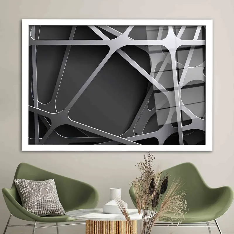 Elegant Black Contemporary Printed Glass with 3D Metallic Effect