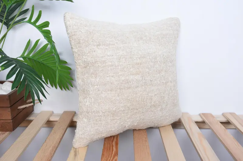 Cushion Cover, 16x16 White Cushion, Throw Kilim Pillow, Vintage Kilim Throw Pillow, Turkish Kilim Pillow, Comfy Throw Pillow - 4