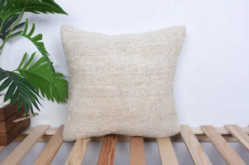 Cushion Cover, 16x16 White Cushion, Throw Kilim Pillow, Vintage Kilim Throw Pillow, Turkish Kilim Pillow, Comfy Throw Pillow - 1