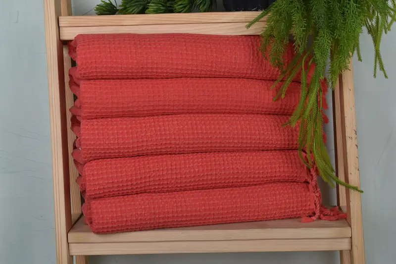 Waffle Dish Towel Organic Cotton/Linen, Monogram, 40x20 Inches