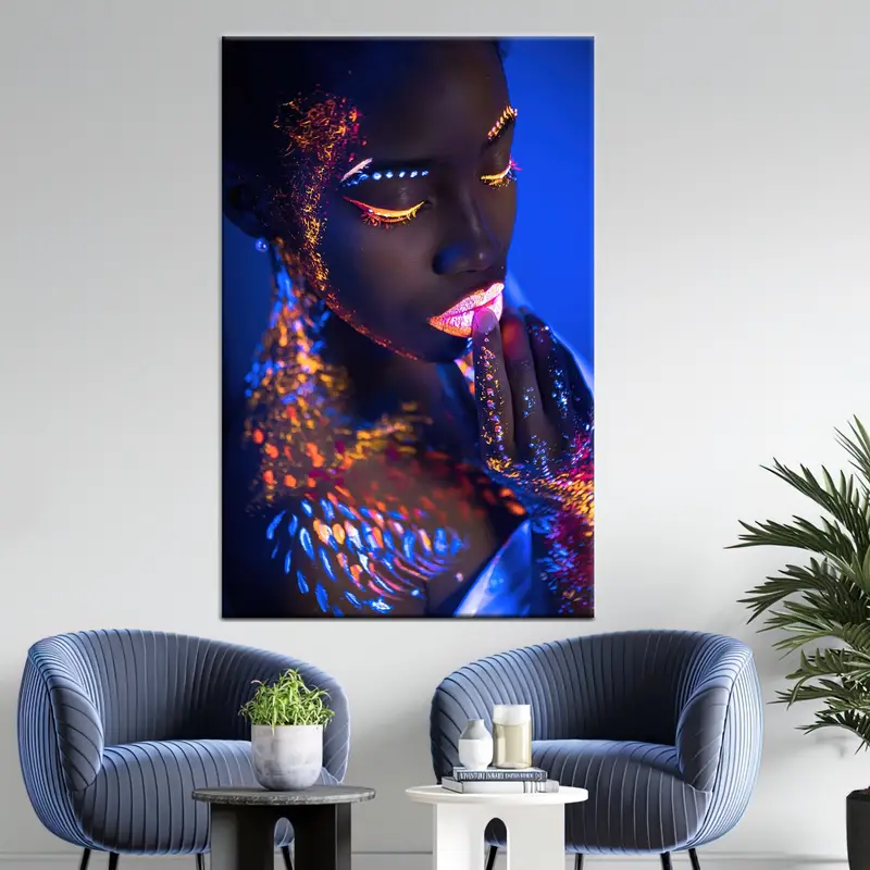 African Woman Painting, Modern Wall Art, Black Woman Poster, Woman Canvas, Woman Poster, African Girl Print, Black Girl Wall Art, Lip Canvas - 1