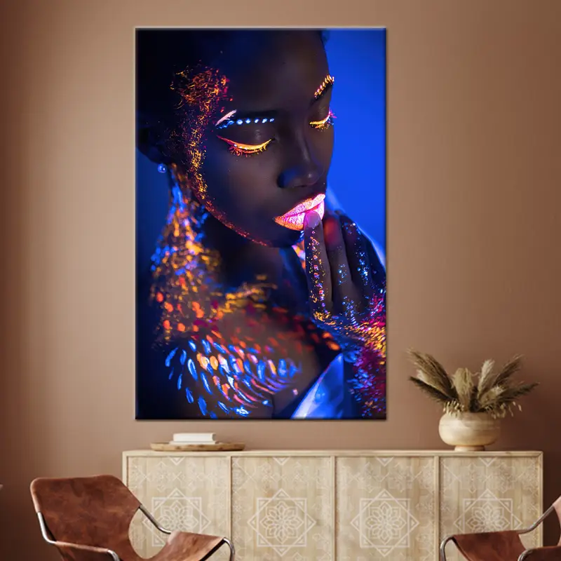 African Woman Painting, Modern Wall Art, Black Woman Poster, Woman Canvas, Woman Poster, African Girl Print, Black Girl Wall Art, Lip Canvas - 2
