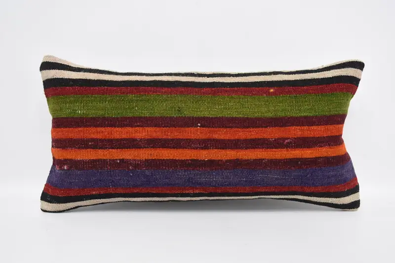 Red Throw Gift Pillow Sham, Striped Wool Kids Room Euro Sham - 1