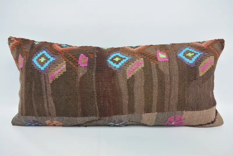 Almohada de lanzamiento geométrico marrón y bronce, almohada rectangular versátil