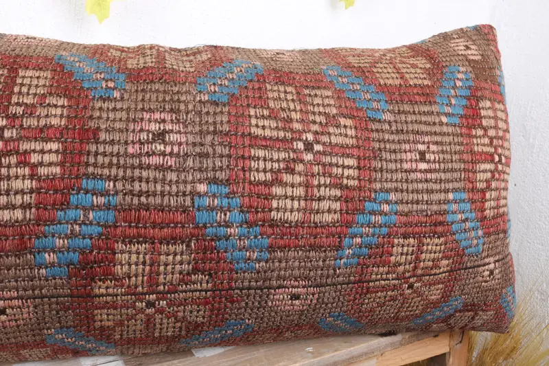 Pattern Throw Cushion, 16x36 Red Pillow Case, Turkish Pillow, Kilim Cushion Sham, Rustic Cushion, Handmade Kilim Cushion, Cushion Case - 5