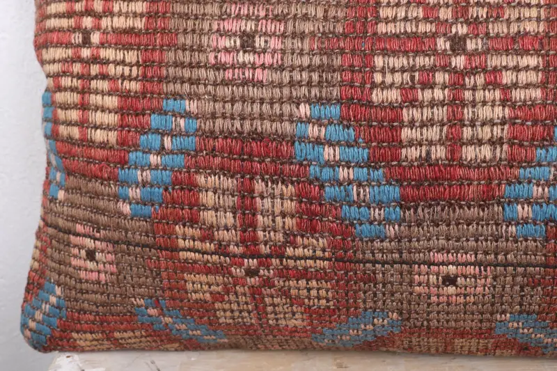 Pattern Throw Cushion, 16x36 Red Pillow Case, Turkish Pillow, Kilim Cushion Sham, Rustic Cushion, Handmade Kilim Cushion, Cushion Case - 3