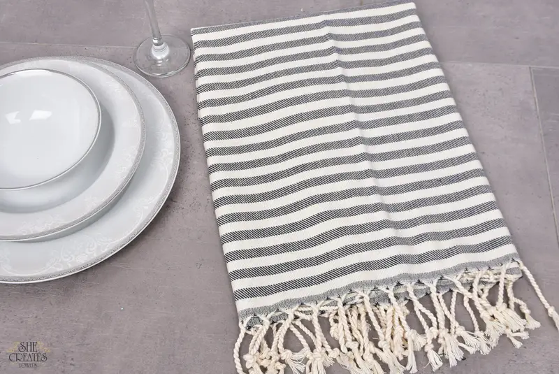 Monogram Kitchen Towel, Monogram Hand Towel, Wedding Favors, Monogrammed Turkish Towel, 40x24 Cotton Striped Towel, Personalized Gift For Him - 5