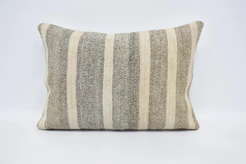 Funda de cojín antigua de tiro beige, regalo a rayas de 20x28 pulgadas para la funda de cojín del dormitorio de mamá - 1