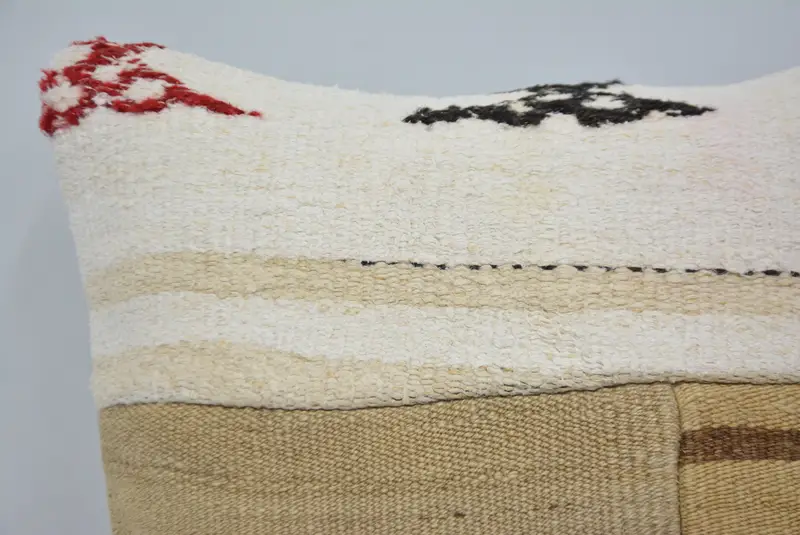Handmade Rug Seat Cushion Case, Boho Pillow, Ethnical Kilim Rug Pillow, Pillow Sham, 16x16 White Cushion Case, Boho Pillow Sham Cover - 2