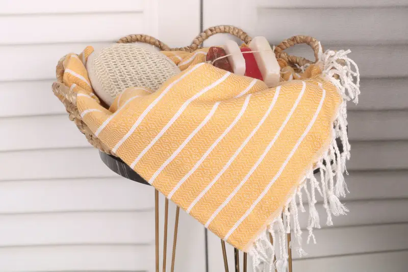 Lightweight Turkish towel, 70x40 Cotton Striped Towel, First Wedding Anniversary Gift, Absorbent Turkish towel, Gifts For Him, Christmas Gift - 2