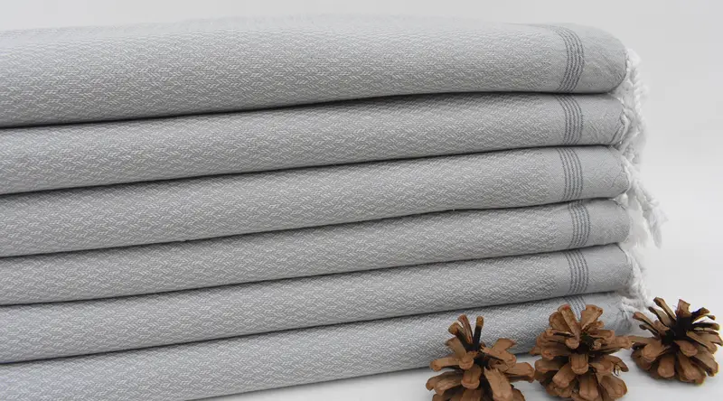 Personalized Gray Chevron Turkish Beach Towel, Organic Cotton, 70x36 Inches