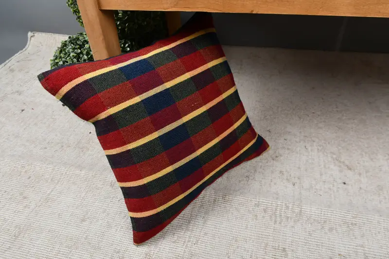 Cushion, 16x16 Red Cushion Case, Pillow for Couch, Kilim Pillow Cover, Pillow for Sofa, Vintage Kilim Pillow Pillow Case - 7